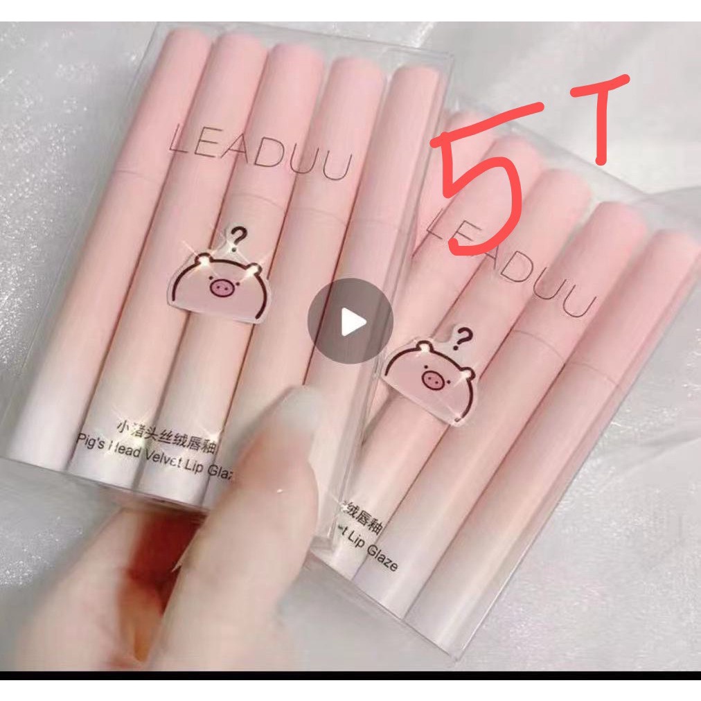 Hộp 5 Cây Son Lì Heo Trắng LEADUU