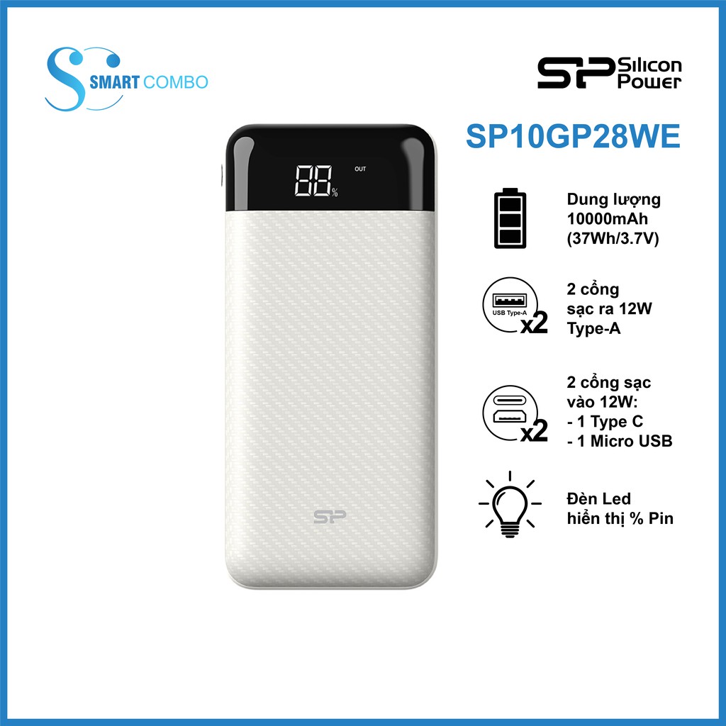 Pin sạc dự phòng Silicon Power - GP28 10.000mAh - Hàng chính hãng