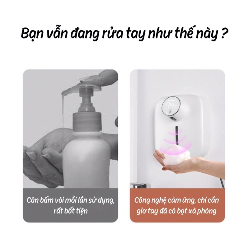 Máy Rửa Tay Cảm Biến Tạo Bọt Tự Động Siêu Mịn Thế Hệ Mới Màn Hình Led Cảm Ứng Nhiệt Độ Phòng