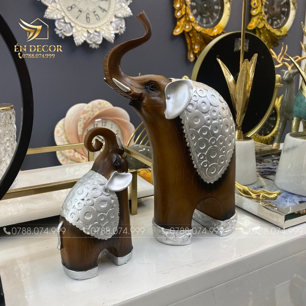Tượng Voi Trang Trí Tủ Kệ, Trang Trí Nhà Cửa, Én Decor