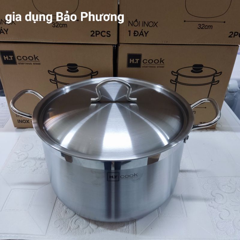 NỒI LUỘC GÀ INOX 1 ĐÁY CAO CẤP HT COOK SIZE 28,30,32CM DUNG TÍCH TRÊN 8 LÍT HÀNG CHÍNH HÃNG