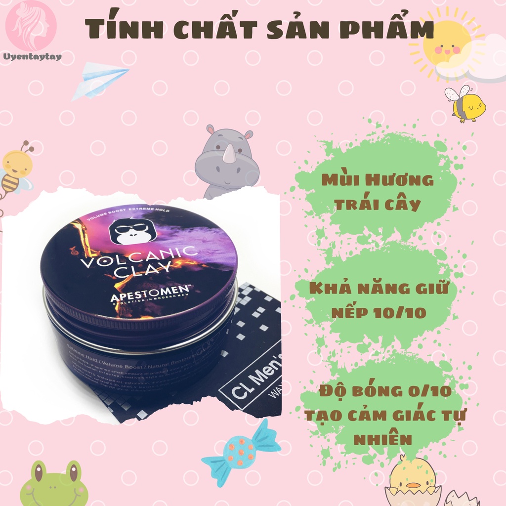 Sáp vuốt tóc nam Volcanic Clay V5 chính hãng, Chăm sóc tóc, Giữ nếp tóc