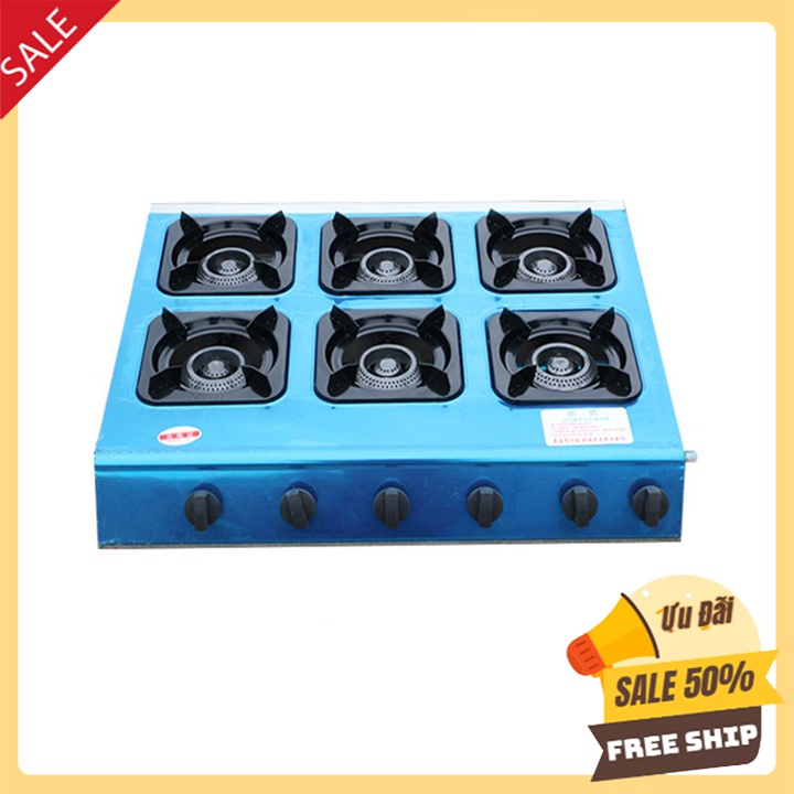 Bếp gas 6 họng - 6 cửa chuyên làm mì cay, bánh xèo