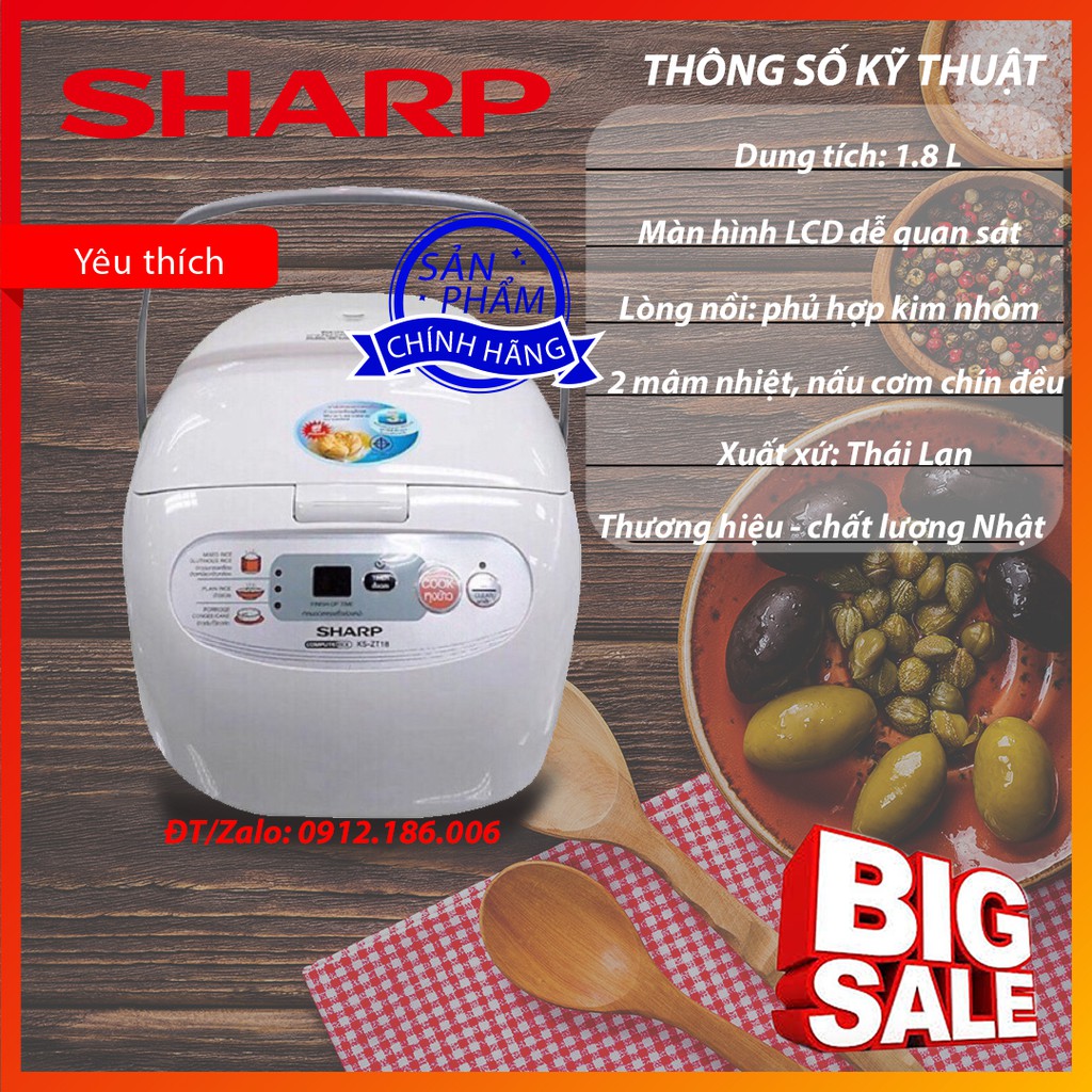 Nồi Cơm Điện Tử Sharp KS-ZT18 Nhập Khẩu CHÍNH HÃNG