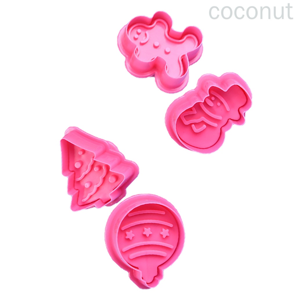 Set 4 Khuôn Cắt Làm Bánh Quy Bằng Nhựa Abs Cấp Thực Phẩm Phong Cách Giáng Sinh