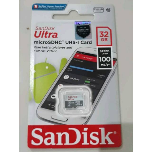 Thẻ Nhớ Microsd Sandisk Ultra 32gb 100mb / S