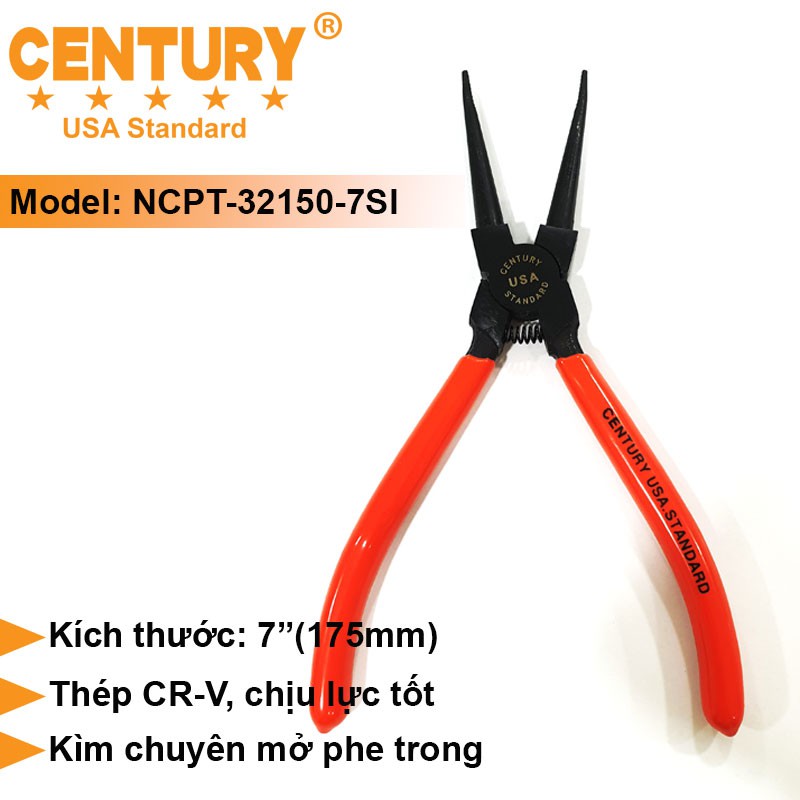 Kìm mở phe Trong 7" (175MM) Mũi Thẳng CENTURY - NCPT-32150-7SI