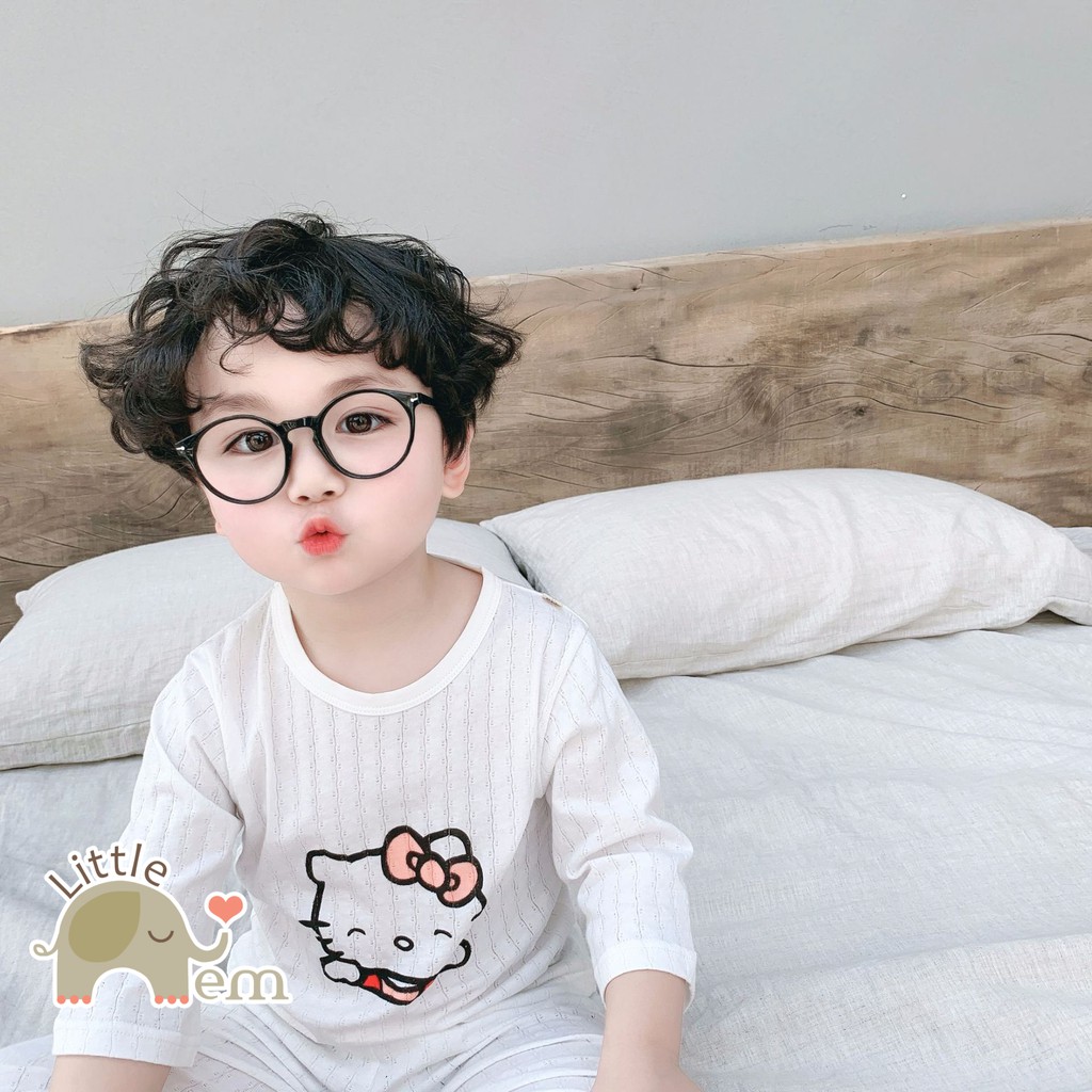 Bộ đồ bé trai/ bé gái Cotton xuất Nhật lửng _ White Cartoon