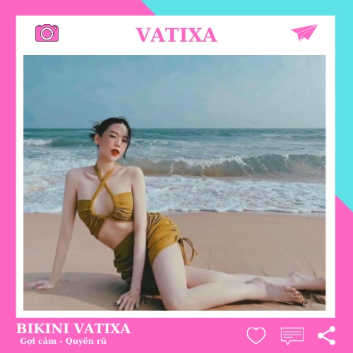 [ MẨU HOT ] Sét bikini nữ 2 mảnh quần váy rút dây áo mặc nhiều kiểu VATIXA BKN72 RÊU