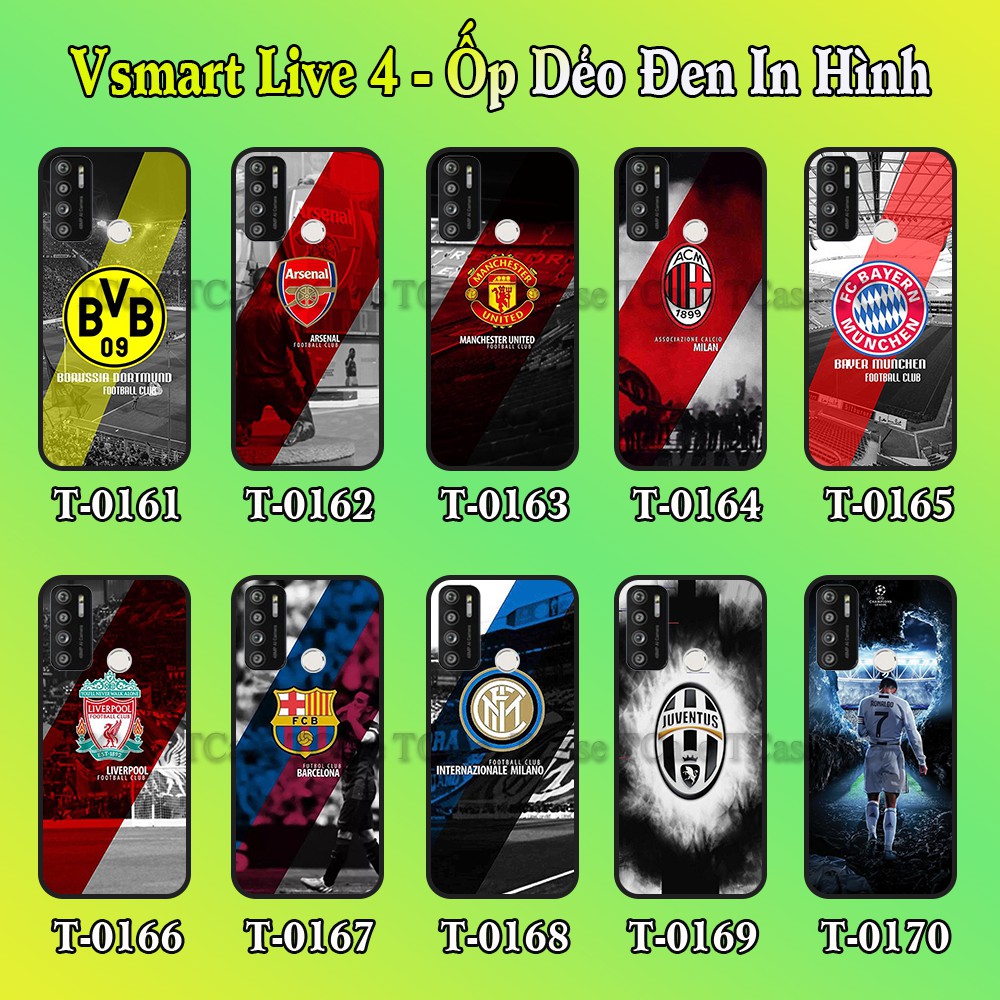 Ốp lưng Vsmart Live 4 dẻo đen in hình Câu lạc bộ bóng đá