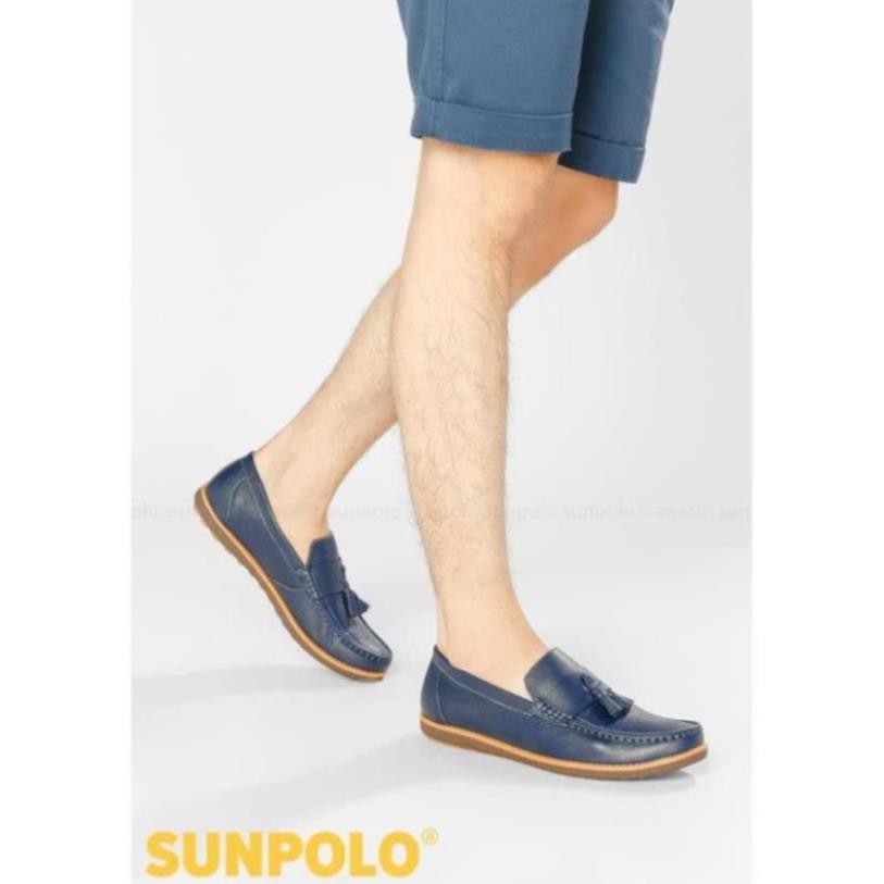 [Sale 3/3]Giày Lười Nam Da Bò SUNPOLO Đen Nâu Xanh Navy - SUKT2581DNX -pi9