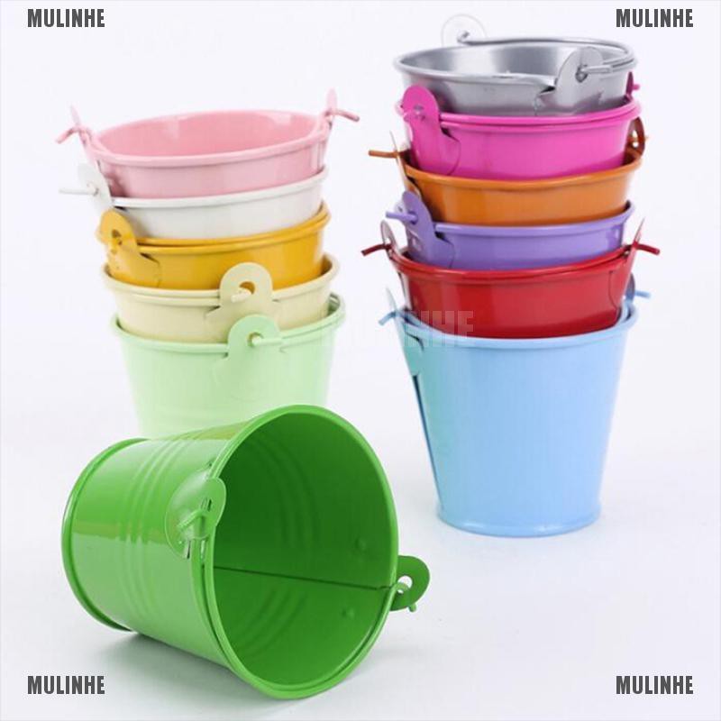Xô kim loại mini đựng kẹo nhiều màu trang trí tiệc cưới DIY