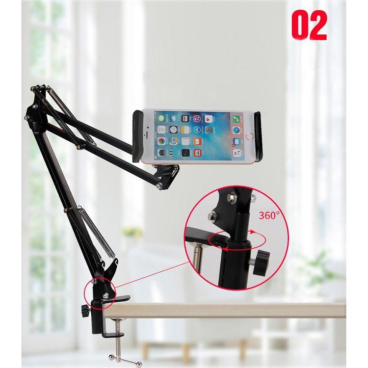 Giá đỡ điện thoại,ipad kẹp đầu giường, cạnh bàn đa năng xoay 360 độ điều chỉnh mọi góc độ, Livestream