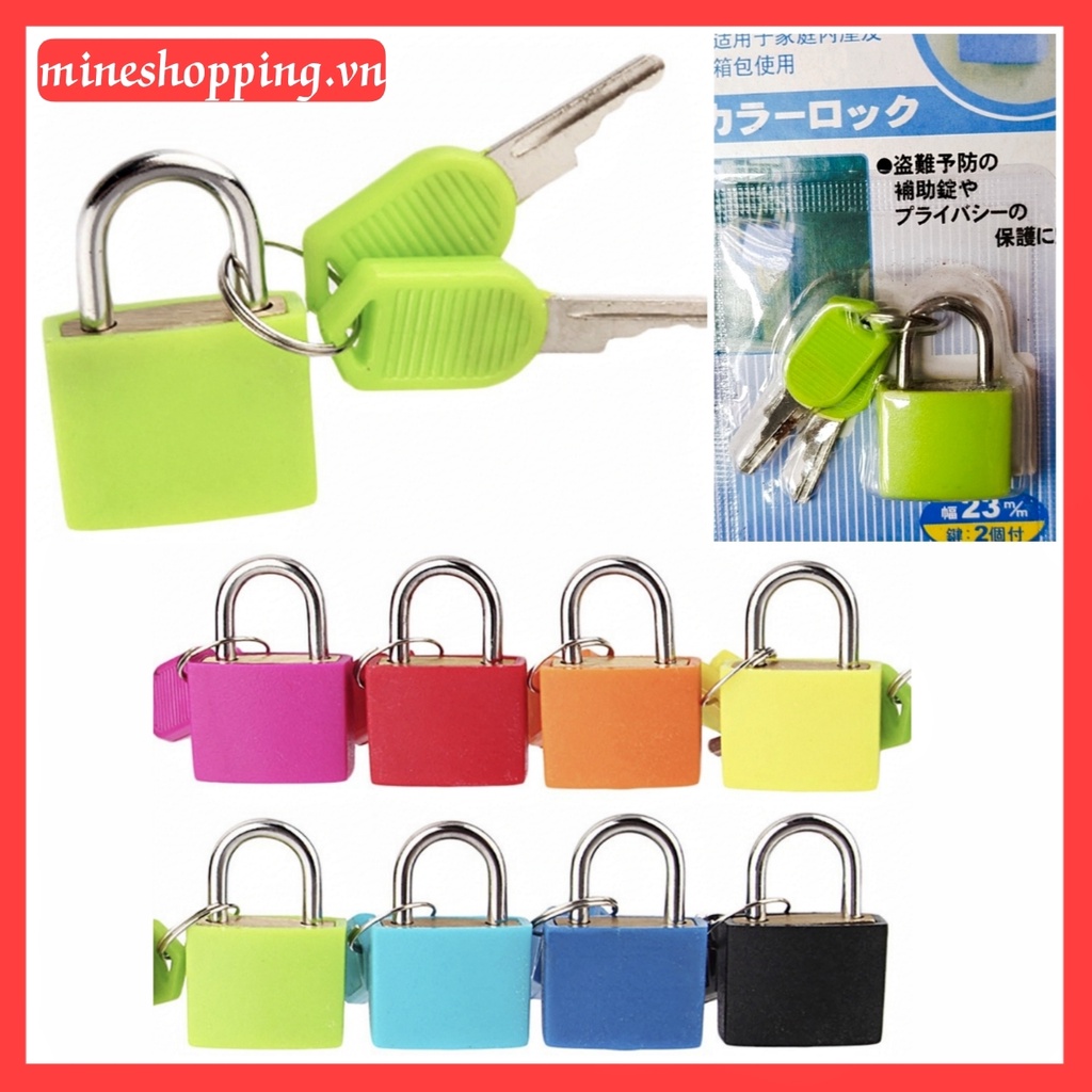 Ổ khoá mini đủ màu dùng khoá vali, dây kéo, balo du lịch, túi đi phượt + Kèm 2 chìa (Color Padlock)