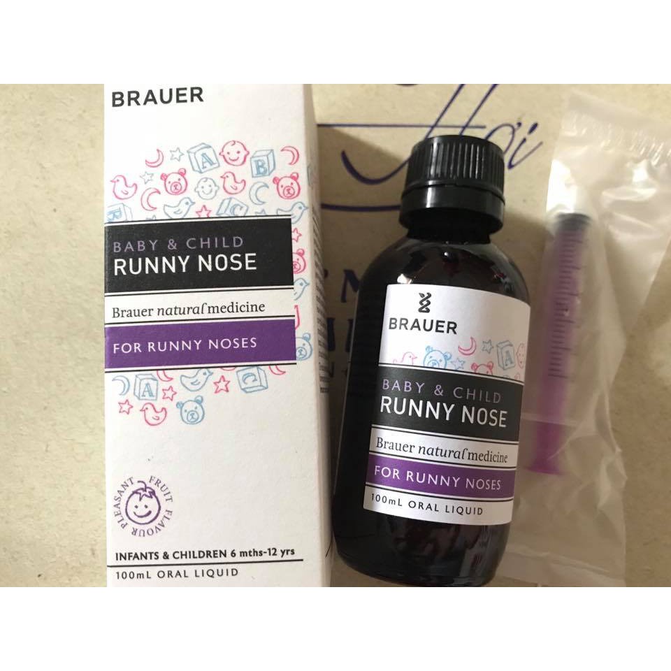 Sổ mũi Brauer Runny Nose dạng Siro (Úc) cho bé từ 6 tháng tuổi