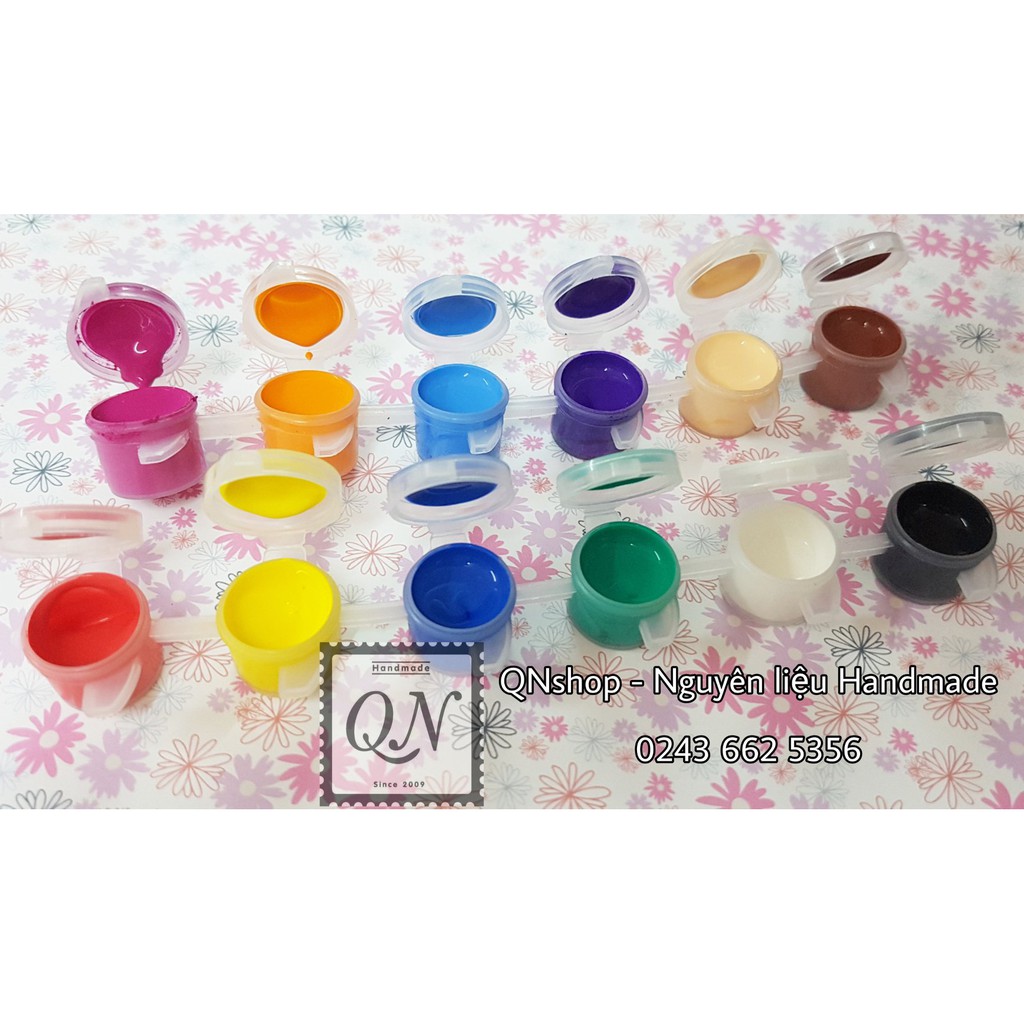 Bộ 12 màu nước mini  tô tượng, vẽ tranh... QNshop Handmade