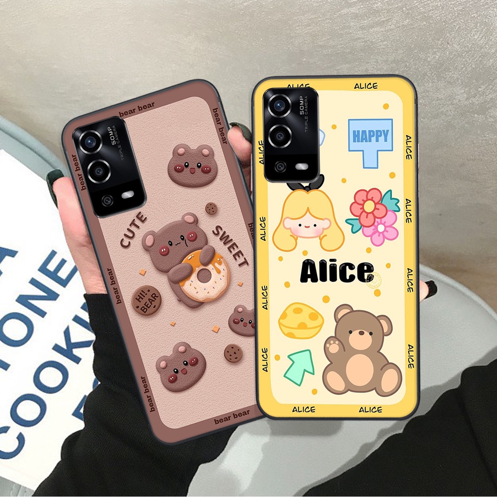 Ốp lưng Oppo A55 in hình Gấu nâu - hồng, Gấu Be@rick  cực CUTE, DỄ THƯƠNG