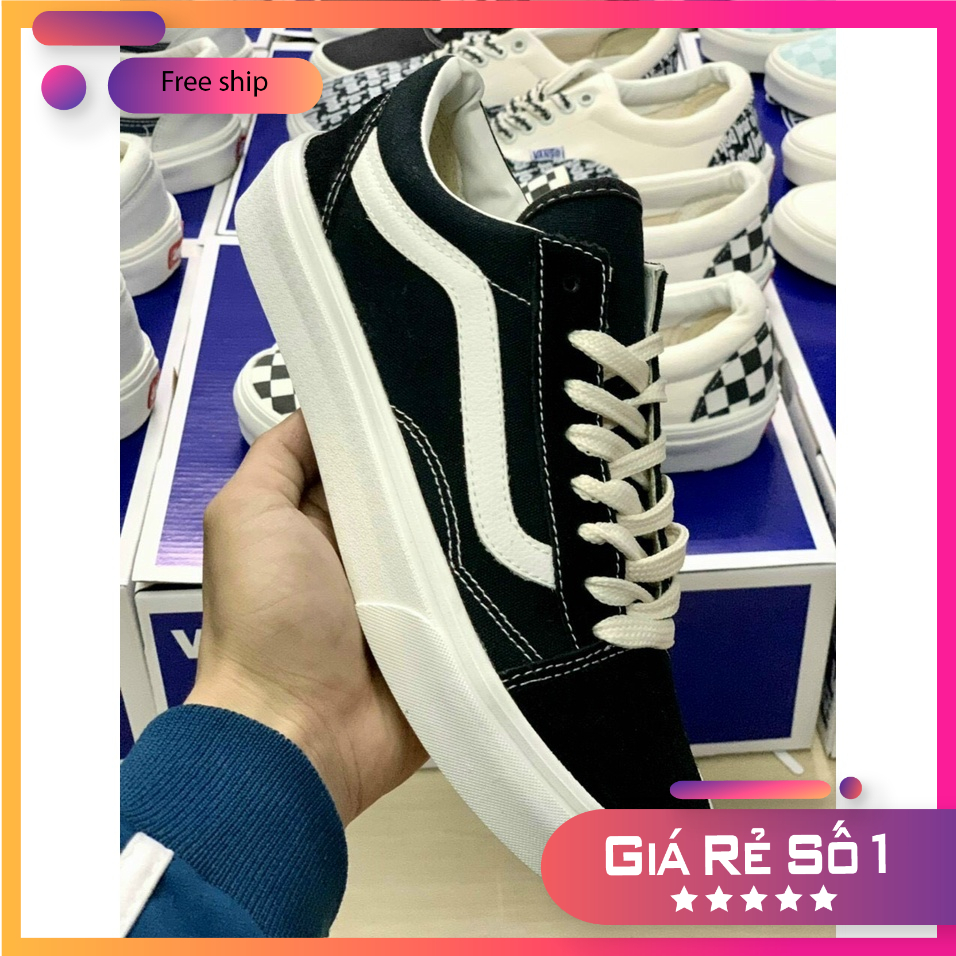 Giày 𝐕𝐚𝐧𝐬 𝐎𝐥𝐝 𝐒𝐤𝐨𝐨𝐥 - Giày Sneaker 𝐕𝐚𝐧𝐬 Đen kẻ trắng nhung nỉ cao cấp nam nữ