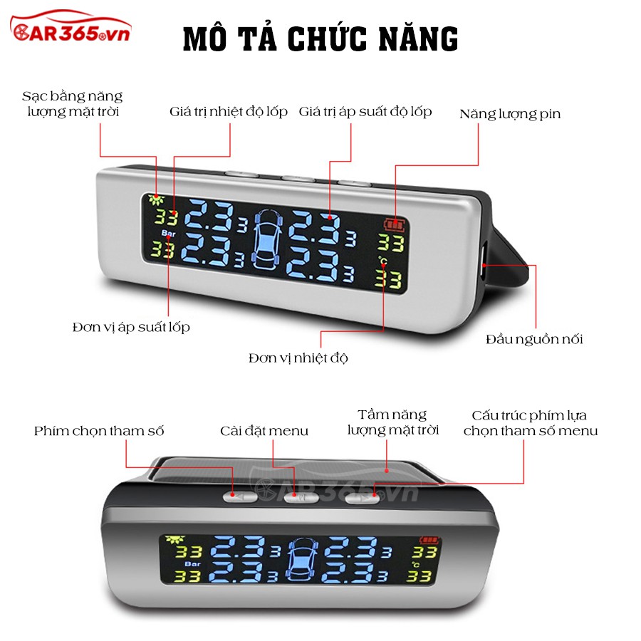 Cảm biến áp suất lốp ô tô xe hơi CAR365 TPMS van ngoài cao cấp  | CHÍNH HÃNG | BH 12 THÁNG | 1 Đổi 1 30 Ngày  - CAR29