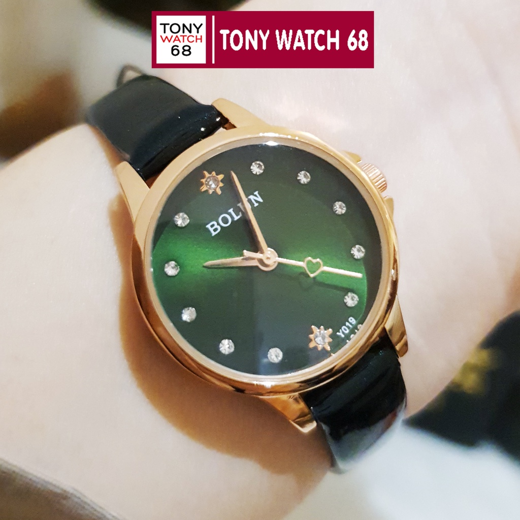 Đồng hồ nữ Bolun dây da mặt nhỏ đẹp số ngọc chống nước chính hãng Tony Watch 68