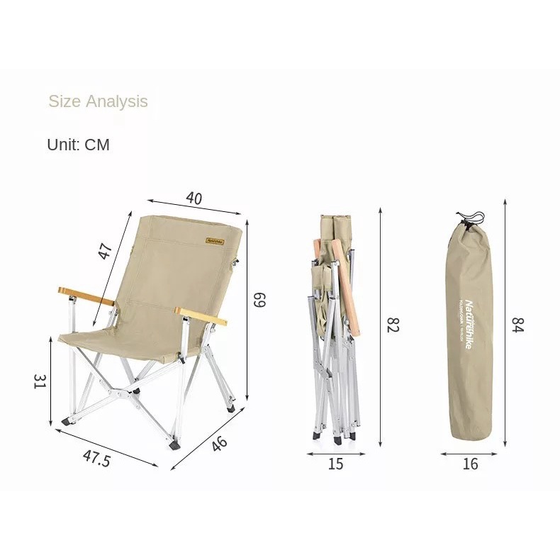 Ghế xếp du lịch thư giãn tiện lợi, ghế gấp dã ngoại khung nhôm Naturehike NH19JJ004