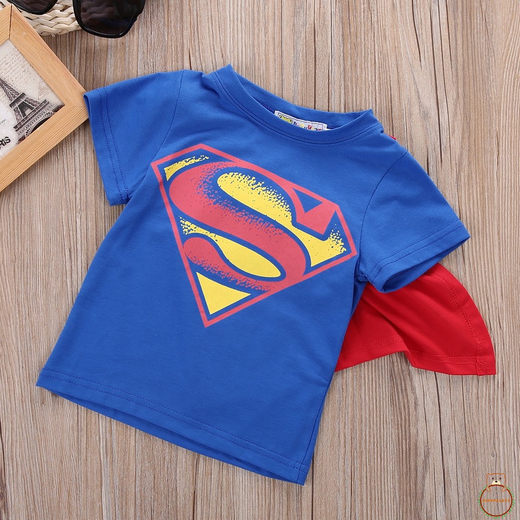 Áo Thun Ngắn Tay In Hình Superman Cho Bé Trai