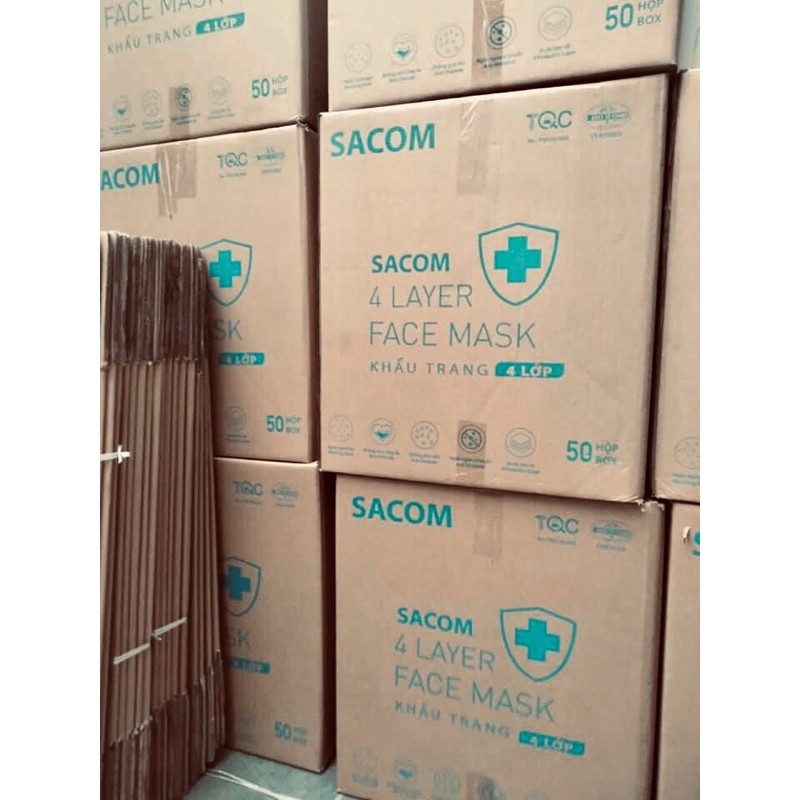 Hộp 50 cái khẩu trang y tế 4 lớp SACOM