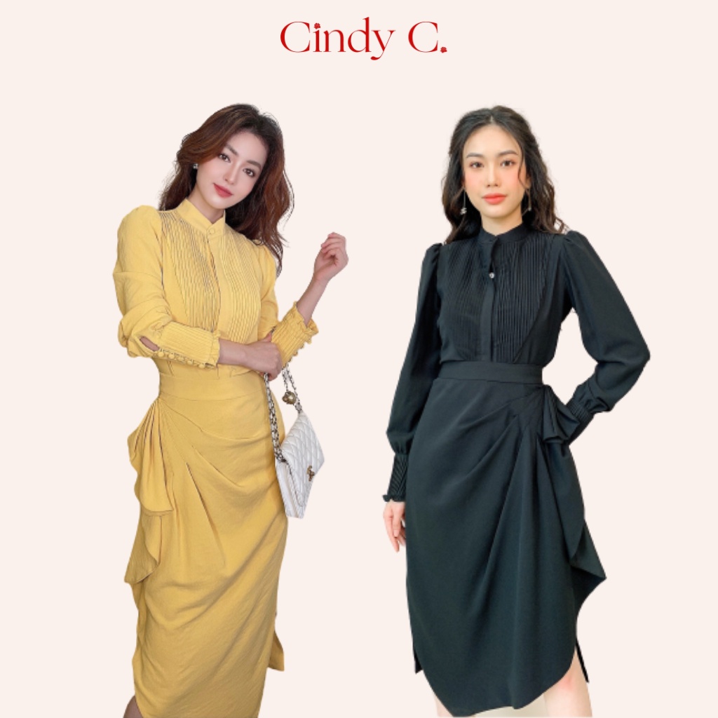 Áo Sơ Mi Dài Tay Và Chân Váy CINDY C Kiểu Dáng Thanh Lịch Zelda Chất Liệu Linen 038 / 039/ 441