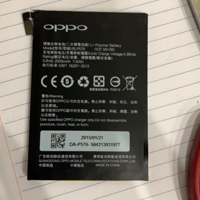 Pin xịn cho Oppo R5 R8107, R8106 (BLP579) 2000mAh-Hàng loại 1