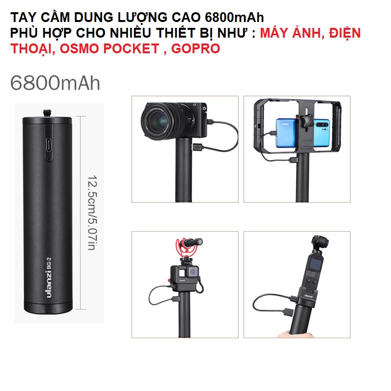 Sạc dự phòng gopro Ulanzi BG-2 dung lượng 6200mah có thể dùng cho máy ảnh, điện thoại di động và Osmo Pocket