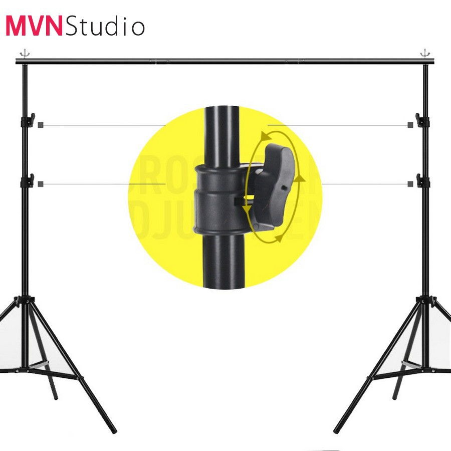 Combo Khung giá treo phông nền hình chữ U dùng trong studio kích thước 2x2m (Tặng kèm 4 kẹp phông nền) - MVN Studio