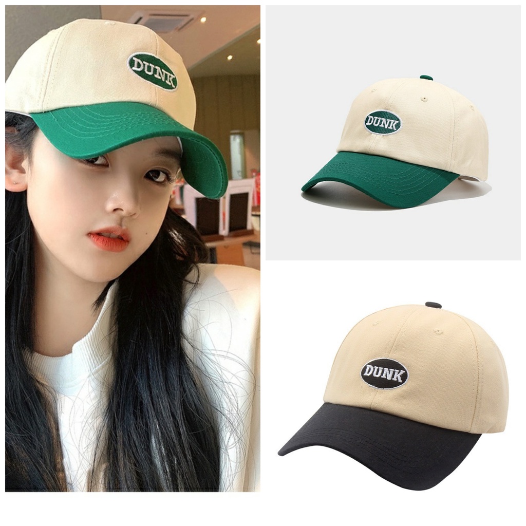 Mũ lưỡi trai phối màu thêu chữ Dunk Nón kết nhiều màu phong cách Ulzzang form unisex nam nữ