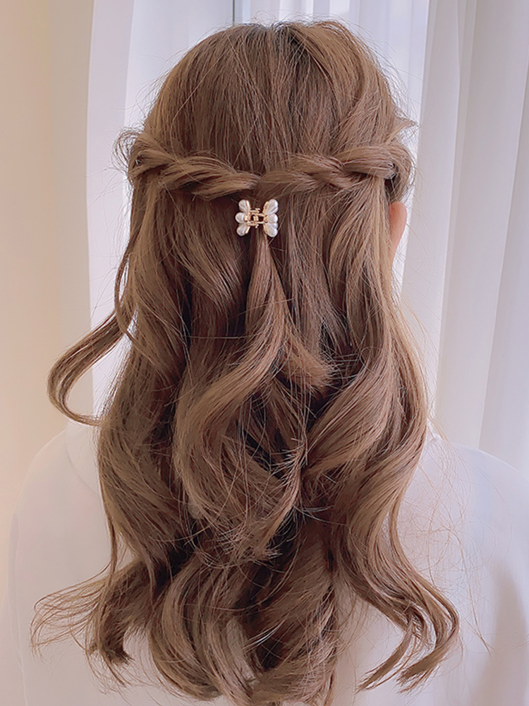 Kẹp tóc hình hoa đính ngọc trai thời trang thanh lịch cho nữ