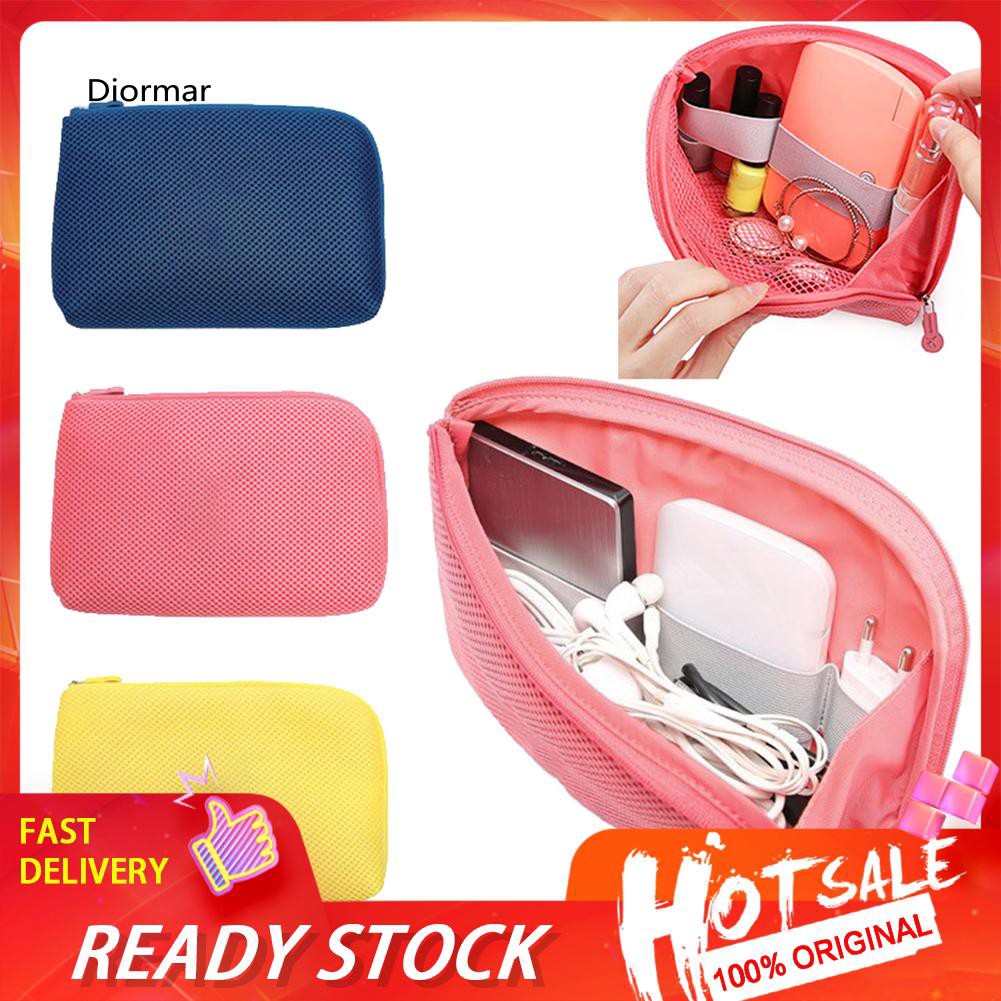 DOM_Travel Portable Make Up Bag Organizer Data Cable Charger Pouch Storage Container
