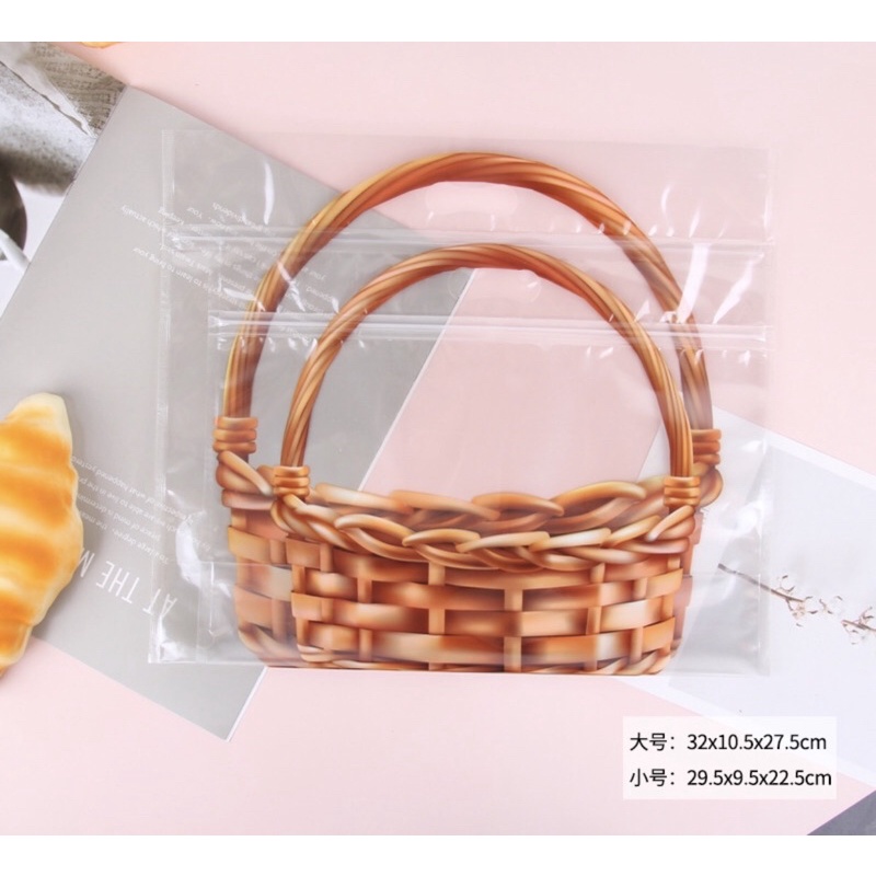 Túi zip hình giỏ mây (10c)