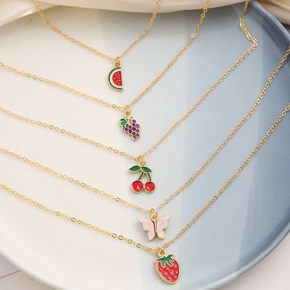 Set 5 Vòng cổ Mặt Hình Trái Cây Và Bướm