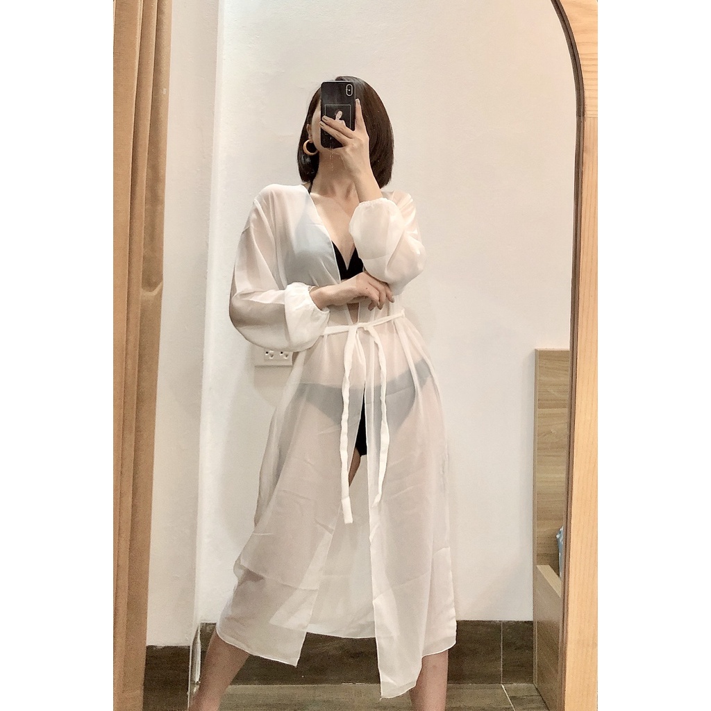 Áo khoác đi biển, áo kimono mặc ngoài bikini kín đáo sang chảnh, Bikini191