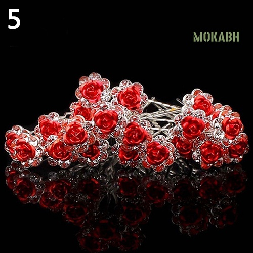 Set 5 Kẹp Tóc Hoa Hồng Đính Đá Sang Trọng Cho Cô Dâu