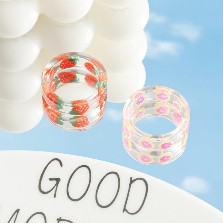 Nhẫn Nhựa Trong Suốt Hình Trái Cây Dễ Thương