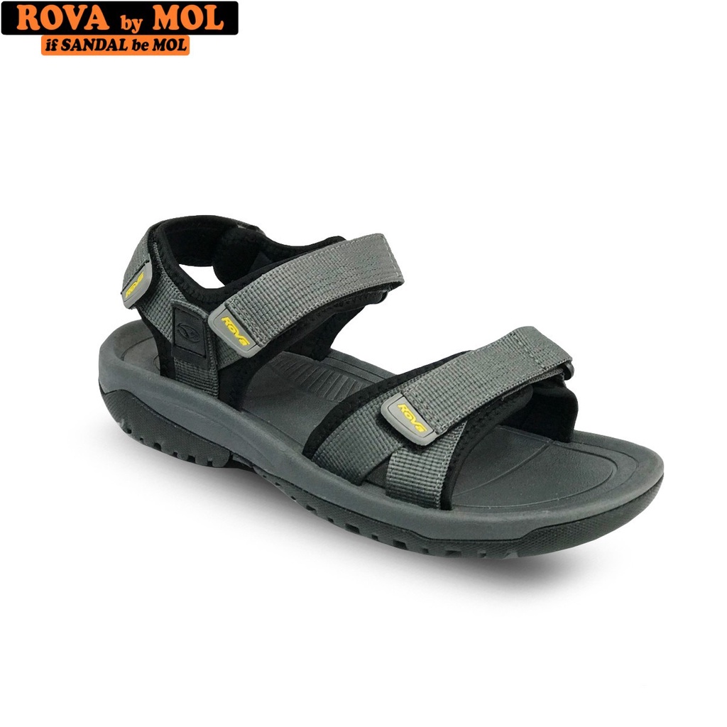 Giày sandal nam hiệu Rova siêu bền quai ngang đế cao su quai dù đi làm đi học màu xám mã RV679