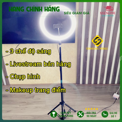 Đèn Livestresam size 30cm kèm chân đế cao 1m8 tặng kẹp điện thoại