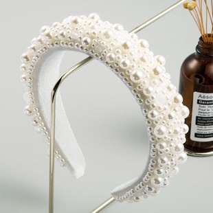 Băng Đô Cài Tóc Bản Rộng Đính Ngọc Trai Thời Trang Cho Nữ