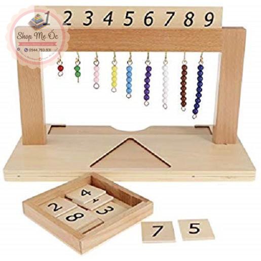 Giáo cụ Montessori bản quốc tế - Giá treo các chuỗi hạt màu từ 1 đến 9