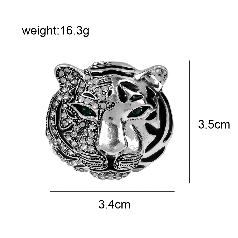 Ghim cài áo hình đầu hổ đính đá thời trang mới cho nam nữ