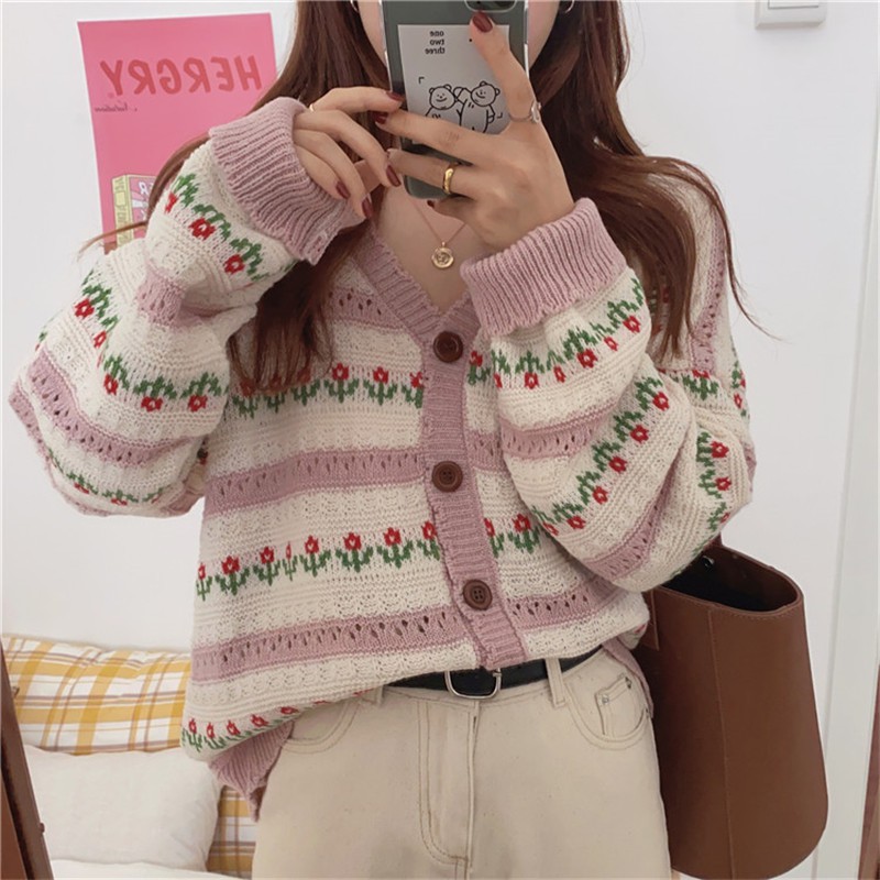 Áo Khoác Cardigan Len Dệt Kim Dáng Rộng Kiểu Hàn Quốc Thời Trang 2020 Cho Nữ