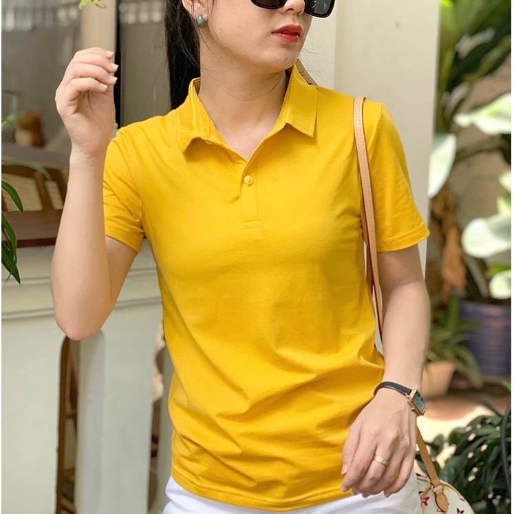 Áo thun nữ Cổ Sơ Mi (Cổ trụ) TOLI, chất cotton 4 chiều mềm mịn, co dãn màu da trời