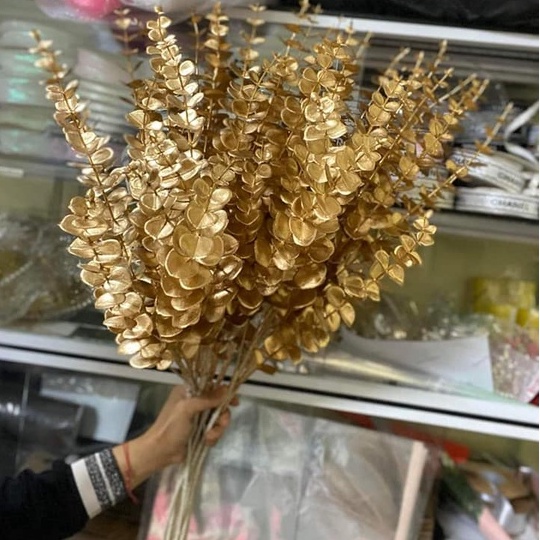 Cành lá tai chuột ,táo nhũ vàng 5 nhánh cao 90cm mix đào đông, lựu giả trang trí nhà cửa