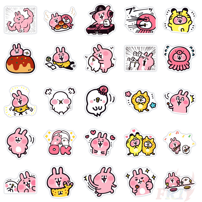 Set 50 miếng dán trang trí chống thấm nước hình nhân vật Piske &amp; Usagi - Kanahei dễ thương
