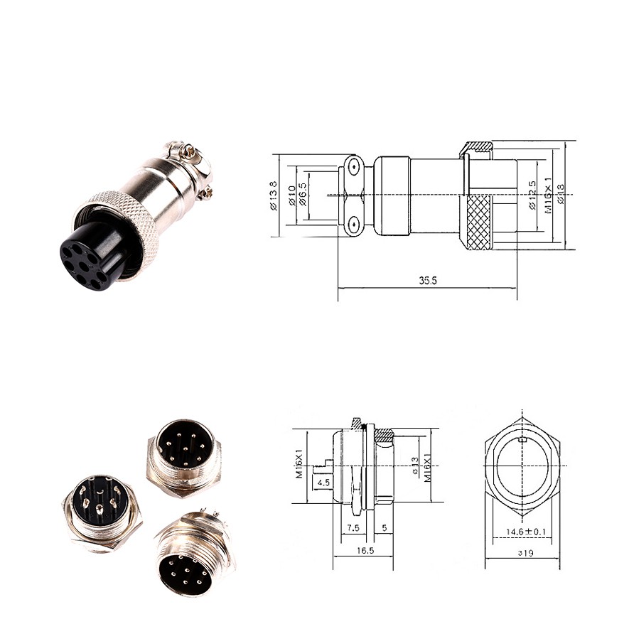 Bộ Jack Nối GX16 các loại (GX16-2P,GX16-3P,GX16-4P,GX16-5P,GX16-6P,GX16-7P,Gx16-8P,GX16-9P,GX16-10P)