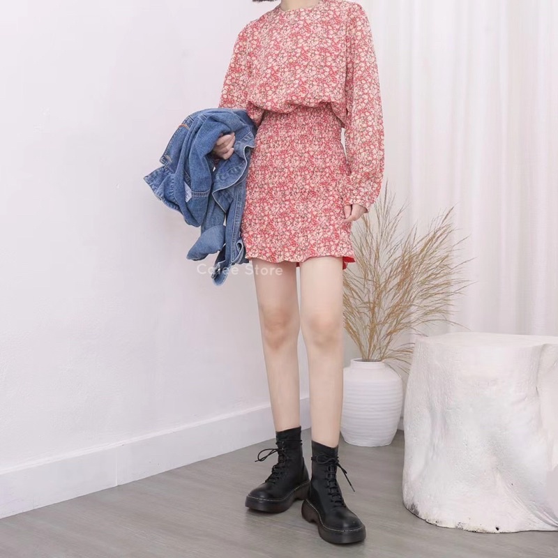 LẺ SIZE SALE SỐC Bốt cổ cao dáng combat boots nữ màu đen có sẵn đế 3cm kếp cao su da mềm cao cấp